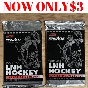 2 PACKS 1991/92 Pinnacle Premier Edition Sealed Hockey Card Pack
